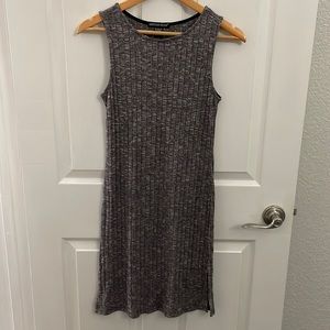 American Dream Sleeveless Heathered Knit Gray Sweater Dress
